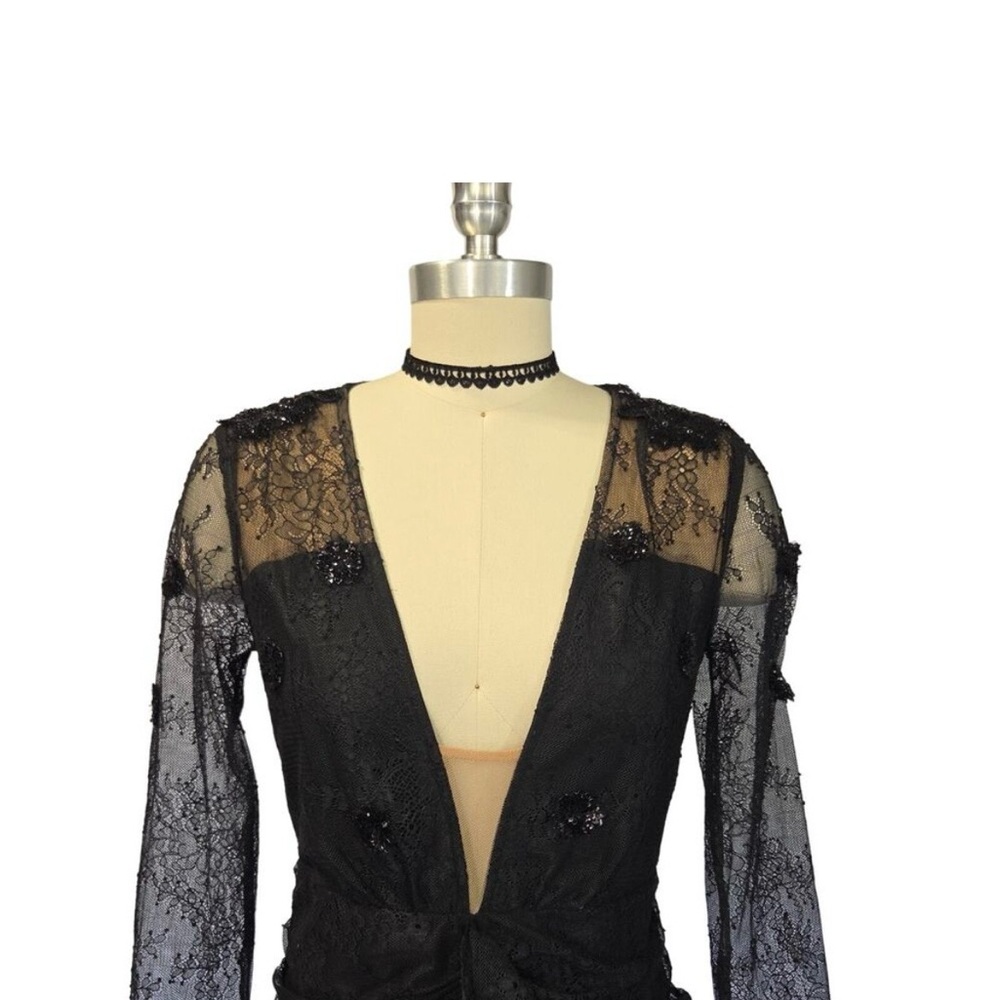 For Love And Lemons Daisy Black Lace Mini Dress M - Picture 4 of 10